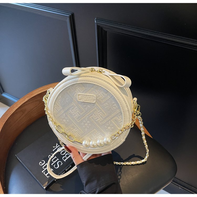 2025夏季女包新款拉链小圆包可单肩可斜挎包3350白