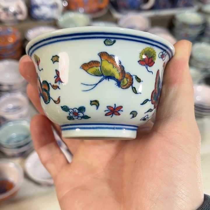 瓷片景德镇陶瓷杯子。绿。