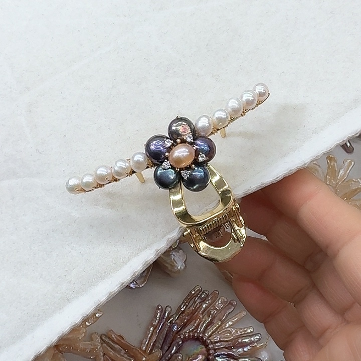 淡水珍珠发饰银S925镶嵌