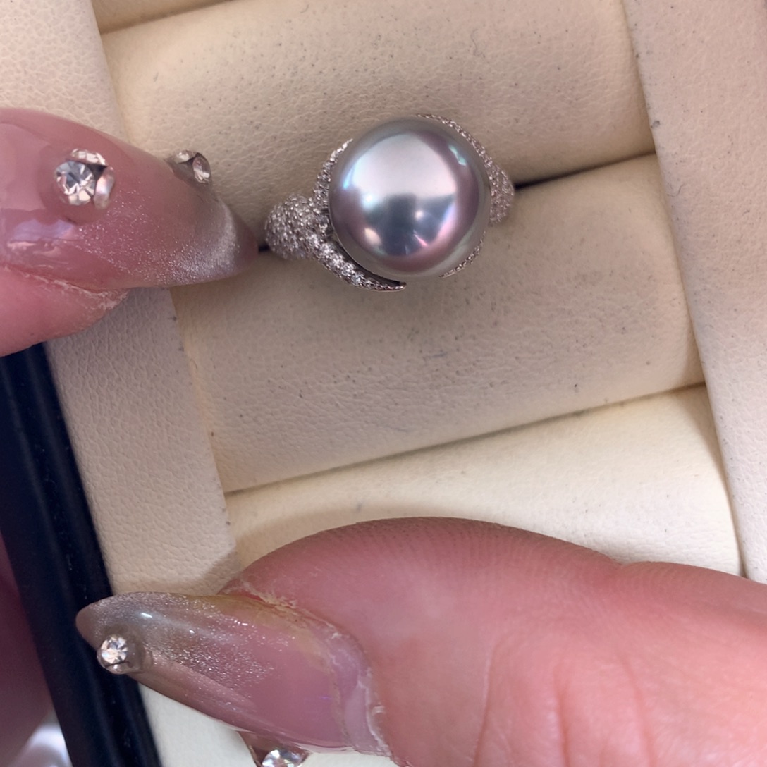 海水珍珠戒指银S925镶嵌