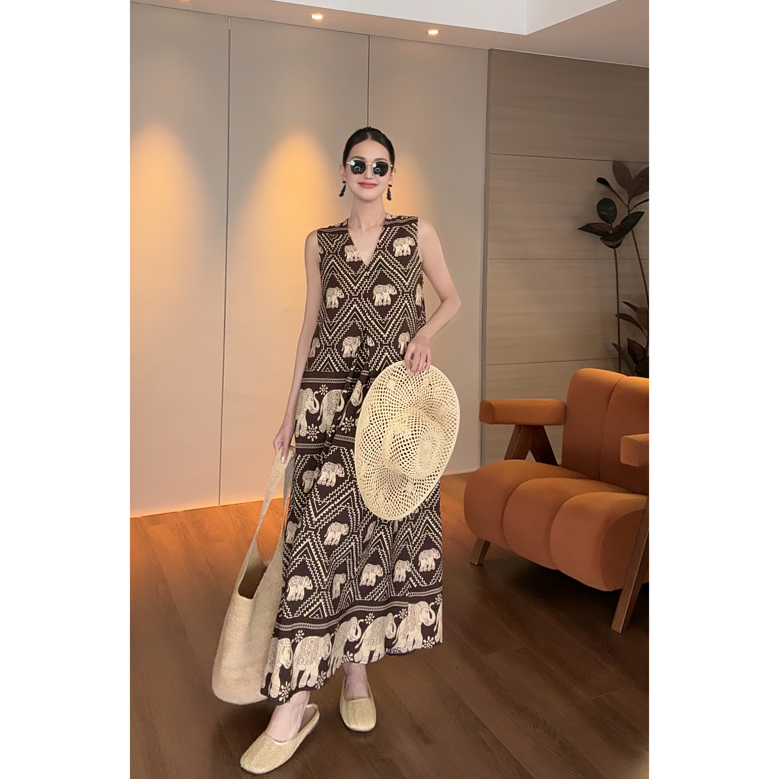 紫紫  大象小象裙   夏季新款气质中古度假显瘦连衣裙ZD05LZHJ973