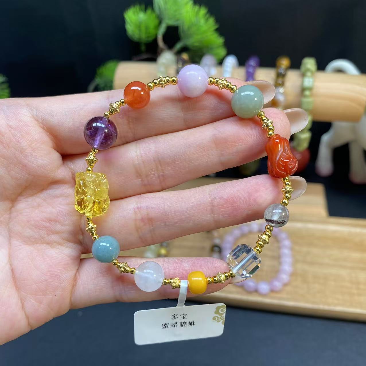 【五行多宝转运水晶手串】A836搭配南红蜜蜡翡翠紫锂辉和田玉