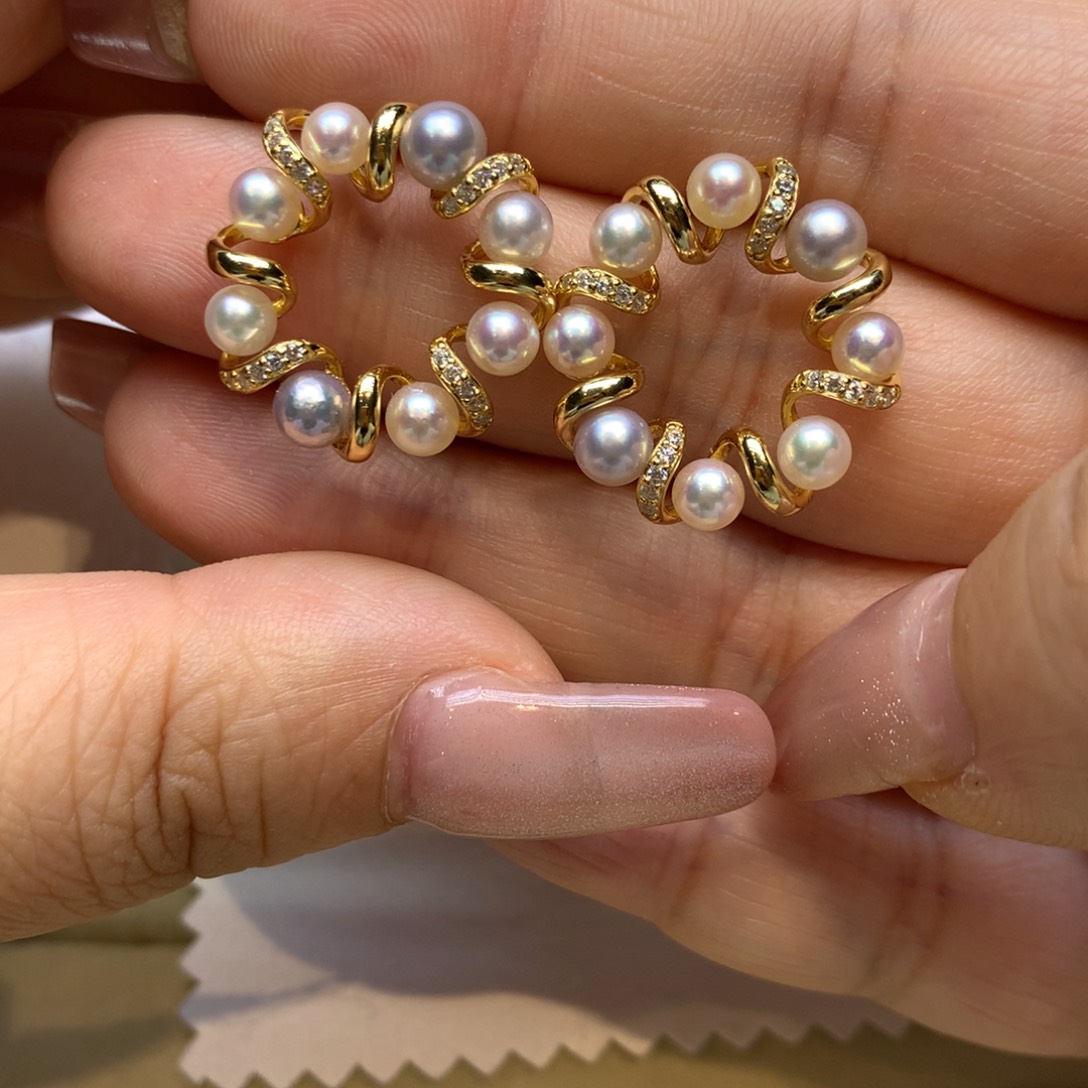 银S925镶嵌耳饰海水珍珠