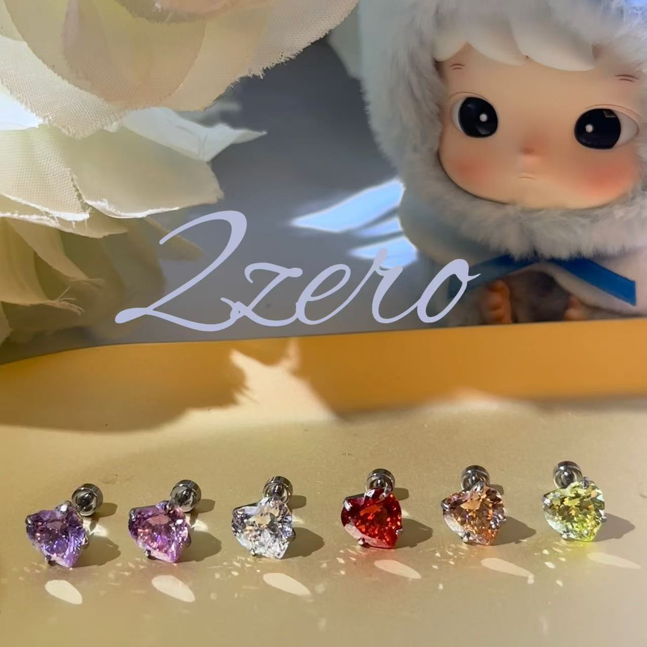 8mm桃心形爆闪耳钉耳环新款爆款高级感钛钢个性耳钉夏天高级感