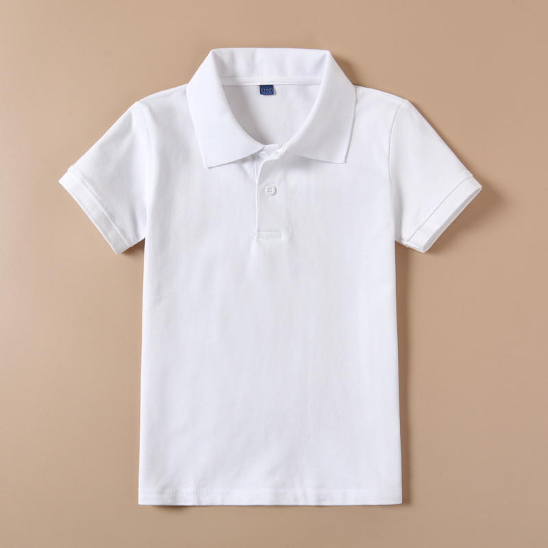 白色学院风洋气polo衫童装长袖t恤棉打底衫翻领班服校服女内搭