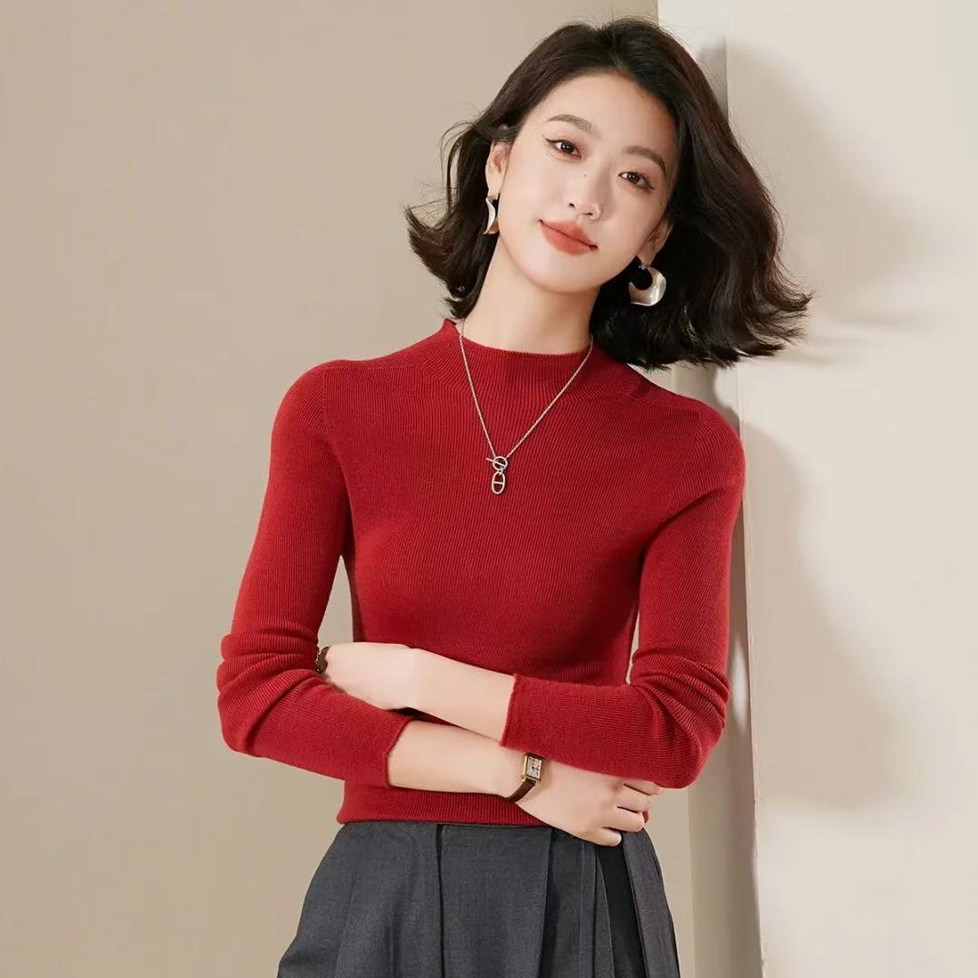 秋冬新款气质时尚百搭半高领女式羊毛衫24DAK1096