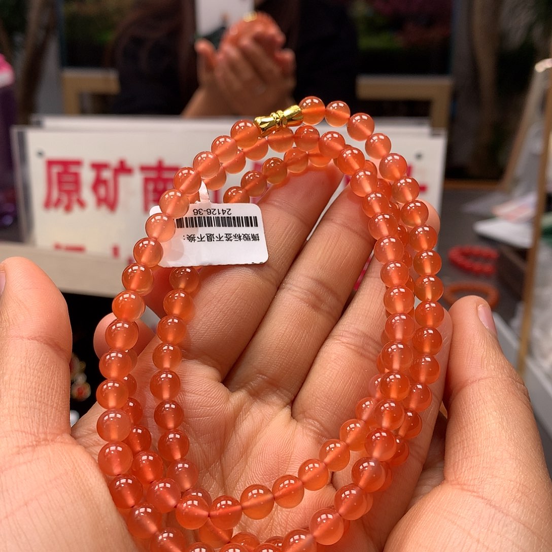 南红玛瑙6mm小庄冰黄多圈未镶嵌