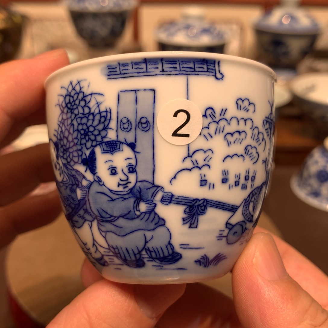缪***胆2青花人物童子主人杯zj201