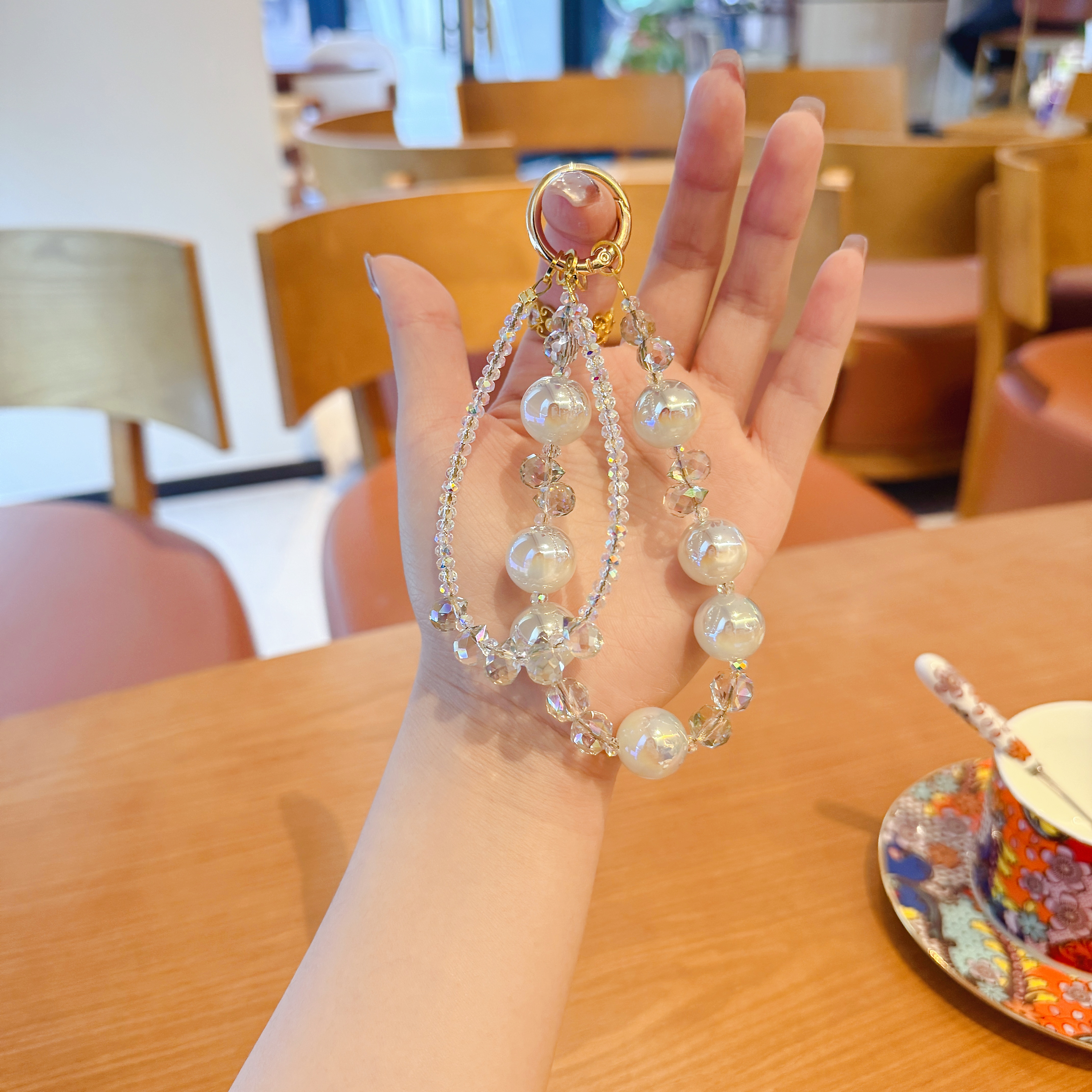 289遇紫外线变色精致手机链双层网红短款防丢手工女款时尚ins