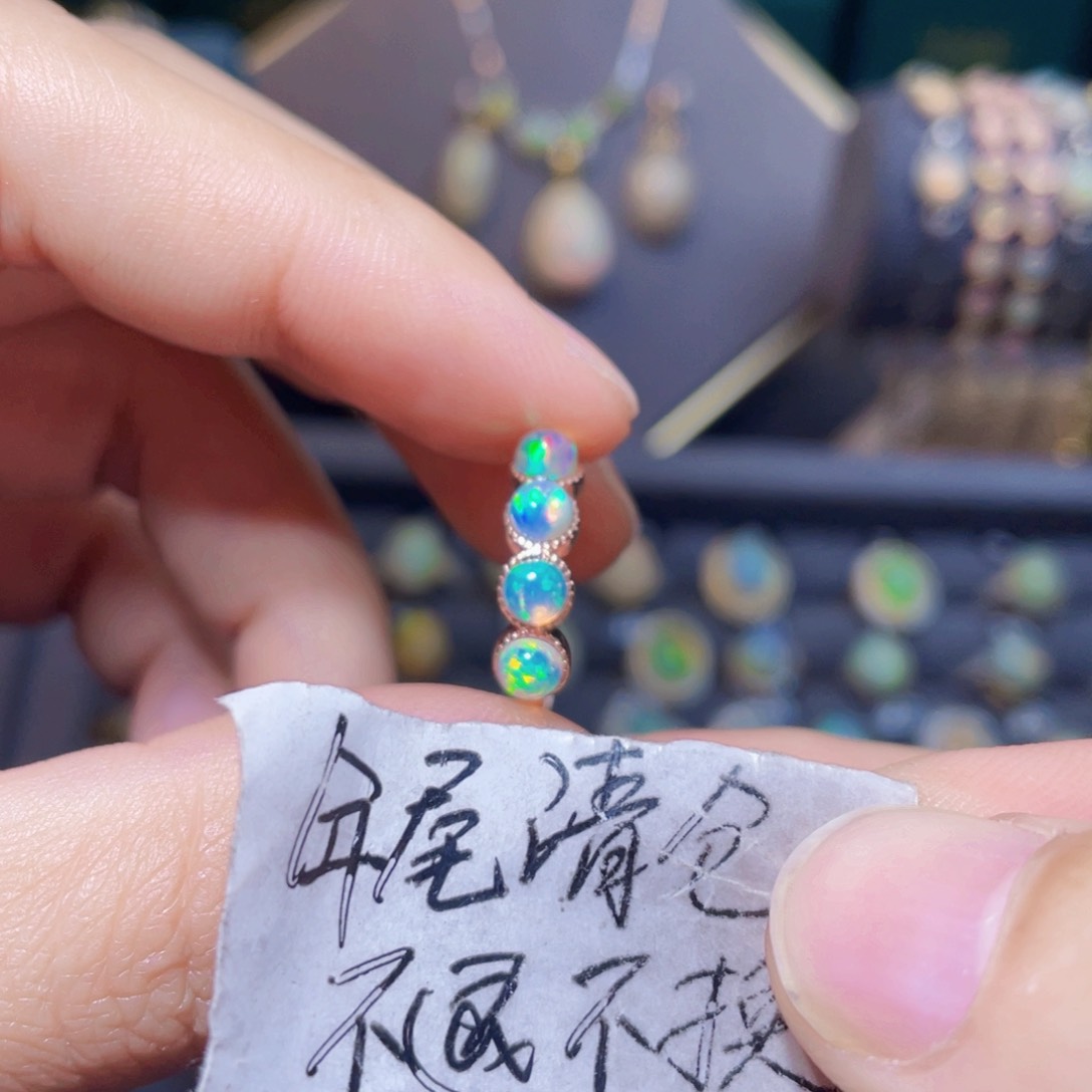 欧泊戒指）银S925镶嵌