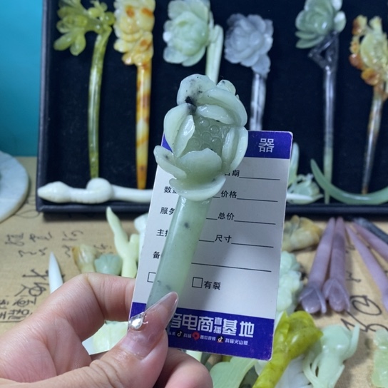 蛇纹石玉岫玉发簪未镶嵌