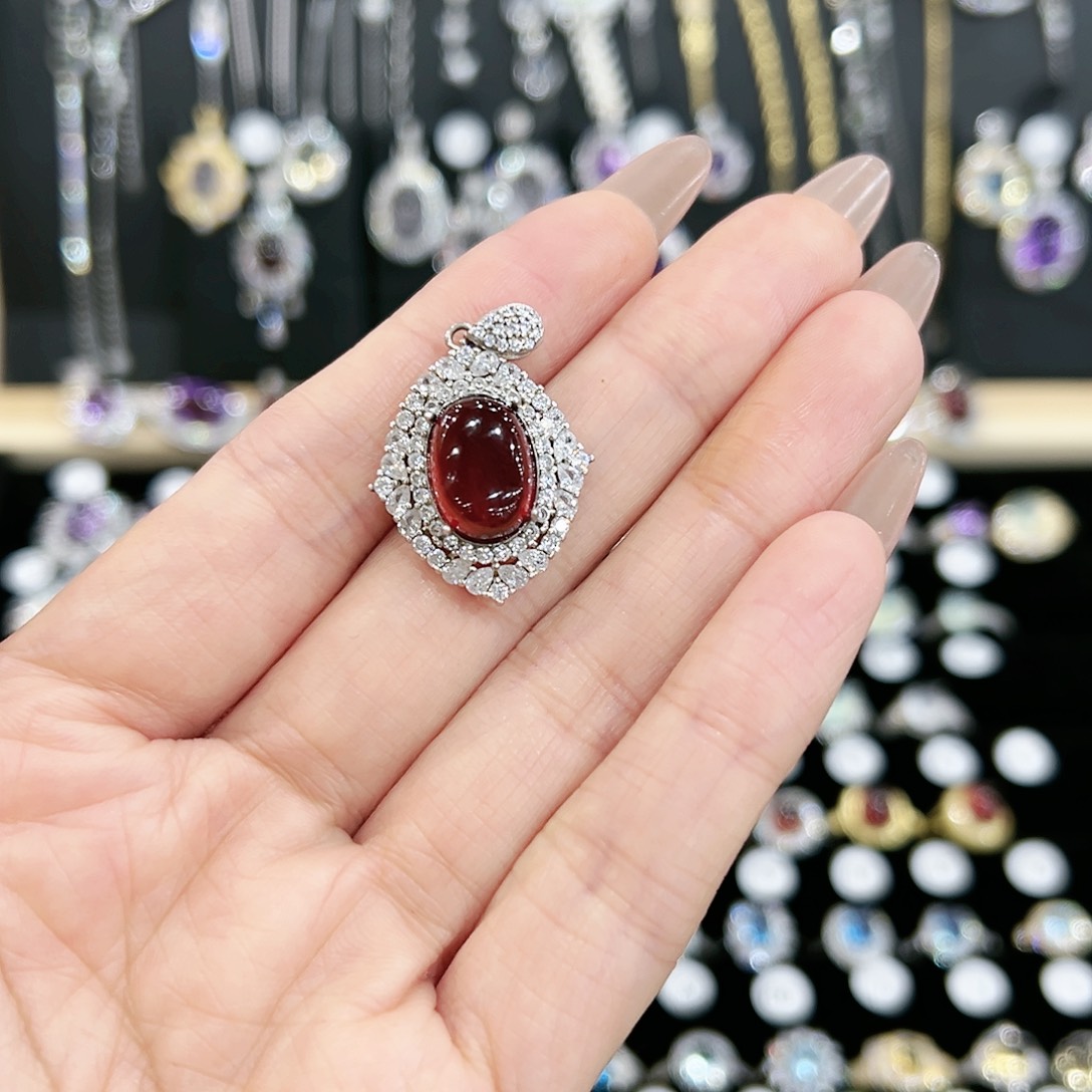 烟晶戒指银S925镶嵌天然