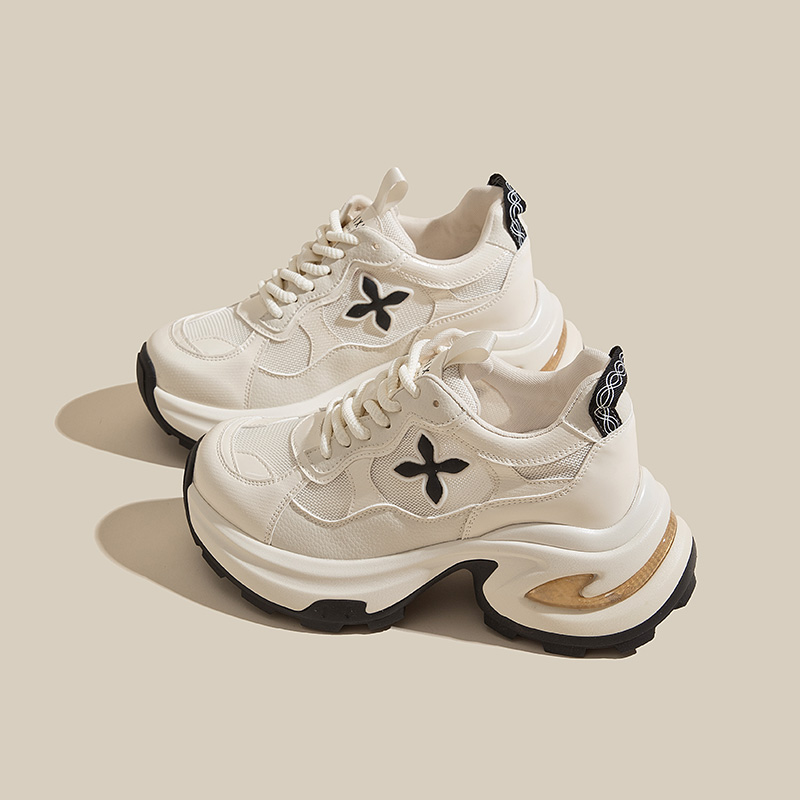 艾格鸟增高9cm网面老爹鞋女2025夏新款透气休闲厚底内增高女鞋