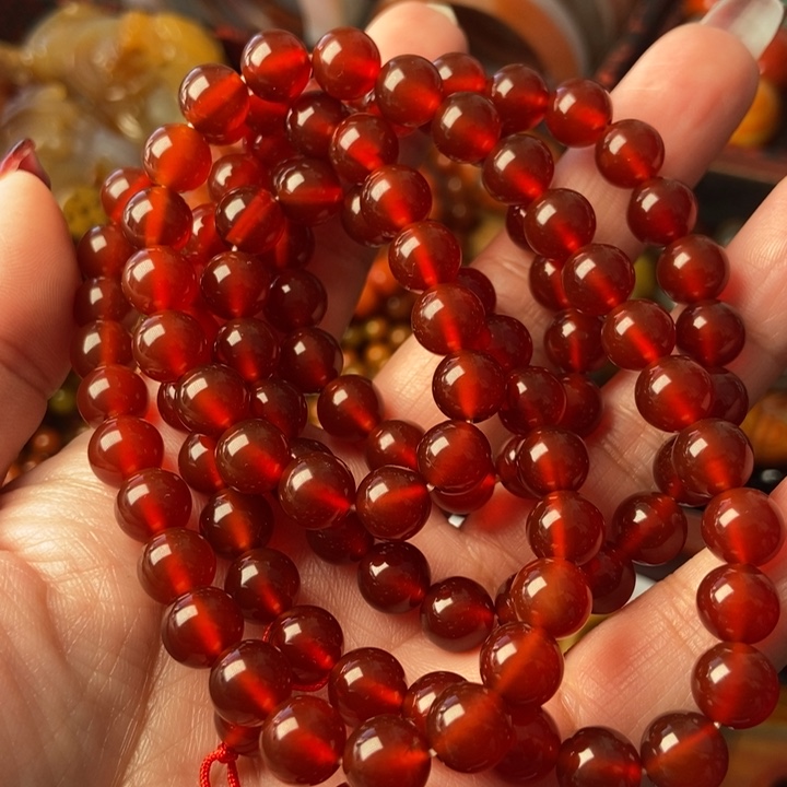 【闪购商品】玛瑙/玉髓珠宝半成品未镶嵌8mm红108粒