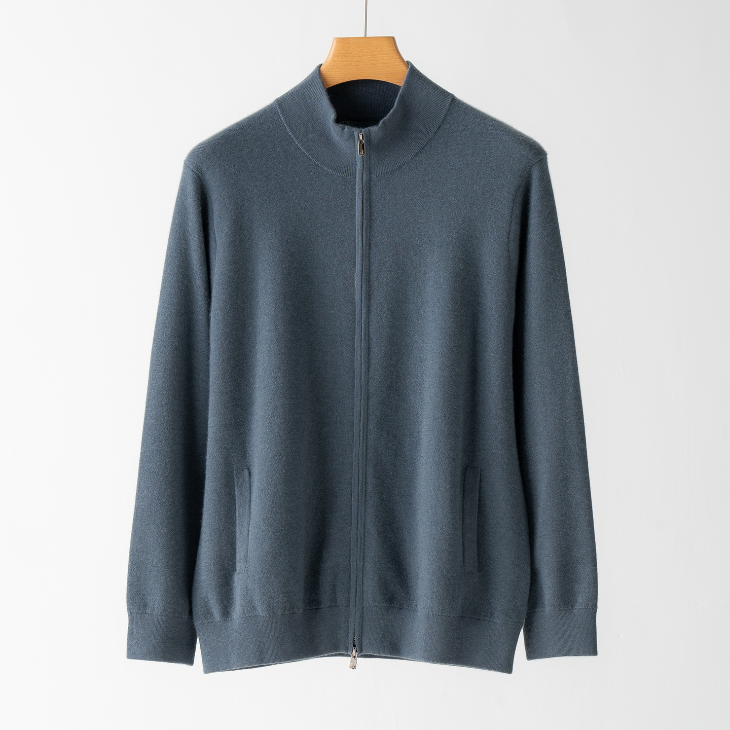 100%山羊绒男士精纺厚款半高领针织百搭保暖羊绒套衫绒衫立领