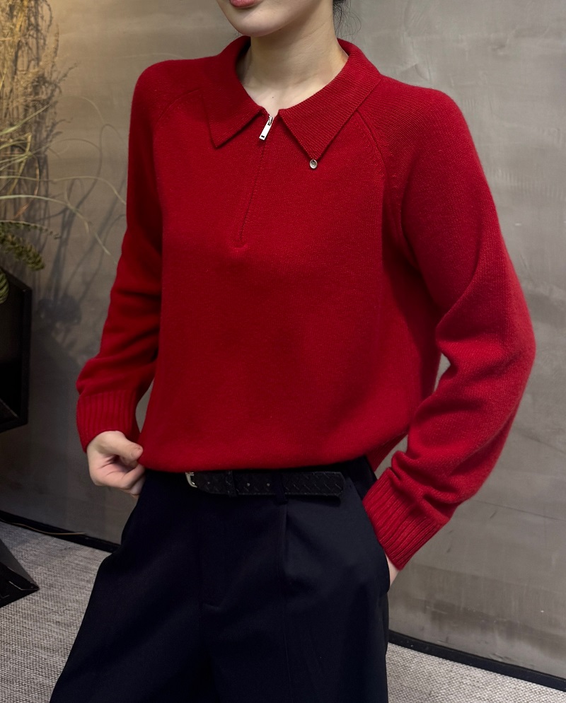 55120#2025慵懒风套头半拉链翻领毛衣新款宽松百搭显瘦针织衫打底