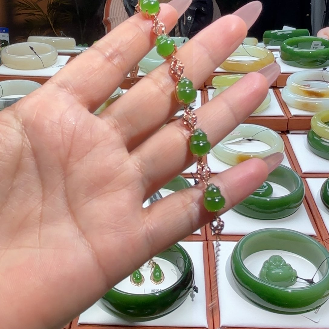 和田玉手链银S925镶嵌