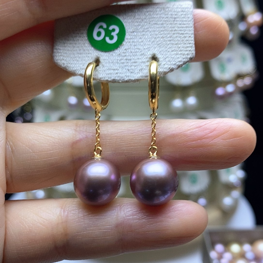 淡水珍珠耳饰银S925镶嵌6*6