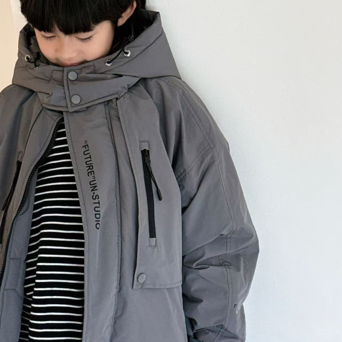 2025中大童冬款夹棉工装冲锋衣外套9168