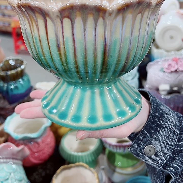 有孔，凑单福利满10元发货陶瓷多肉花盆！