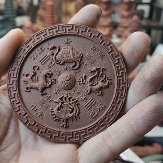 泥塑降真香方四方神兽香牌微瑕