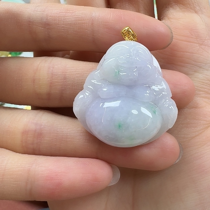 翡翠未镶嵌颈饰春彩佛公