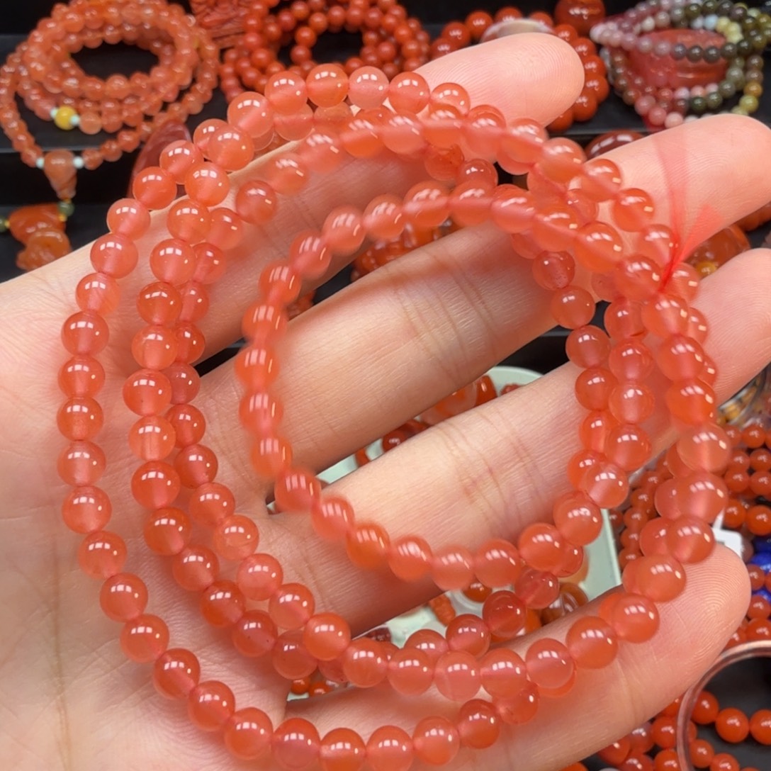 南红玛瑙未镶嵌粉色5mm