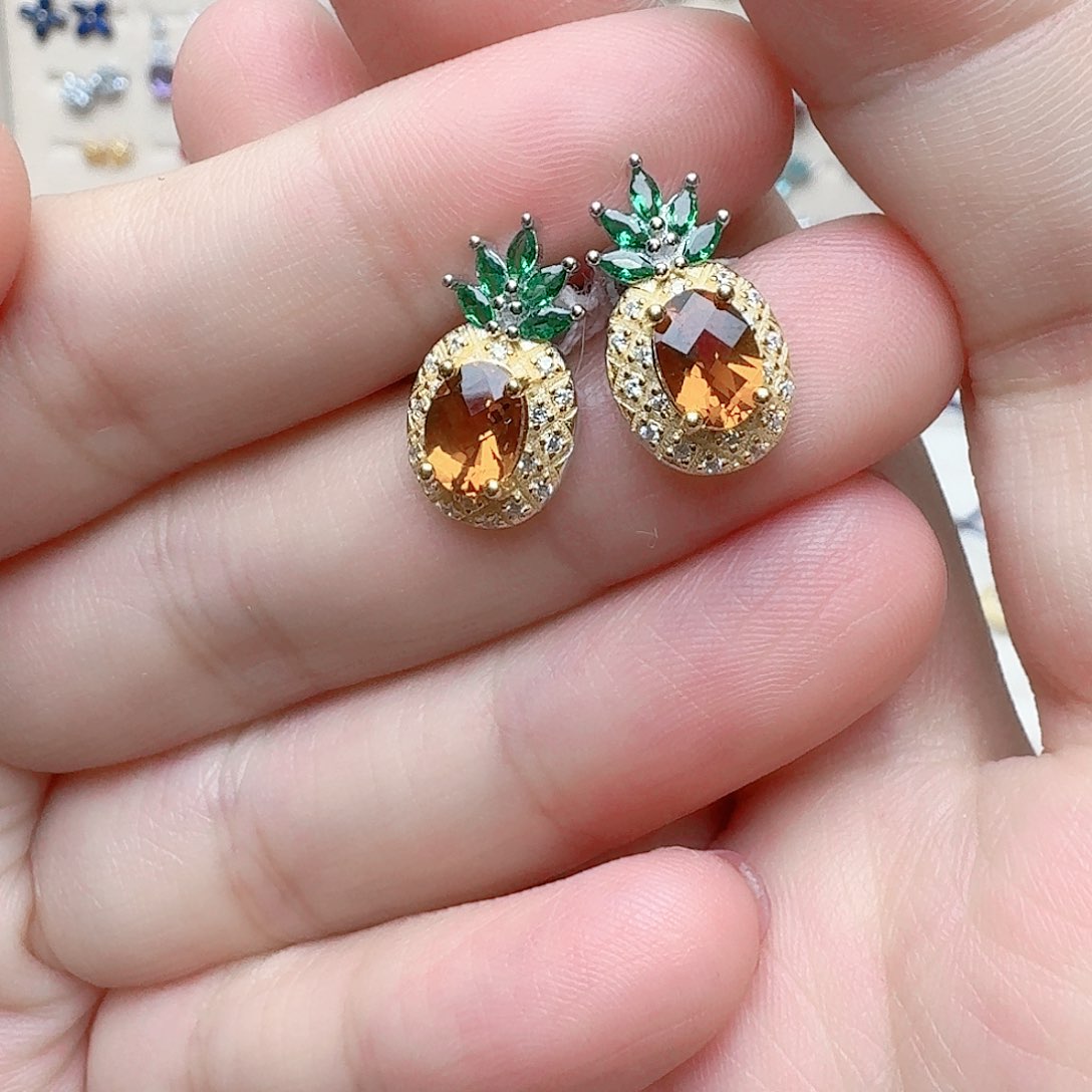 水晶耳饰银S925镶嵌耳钉181