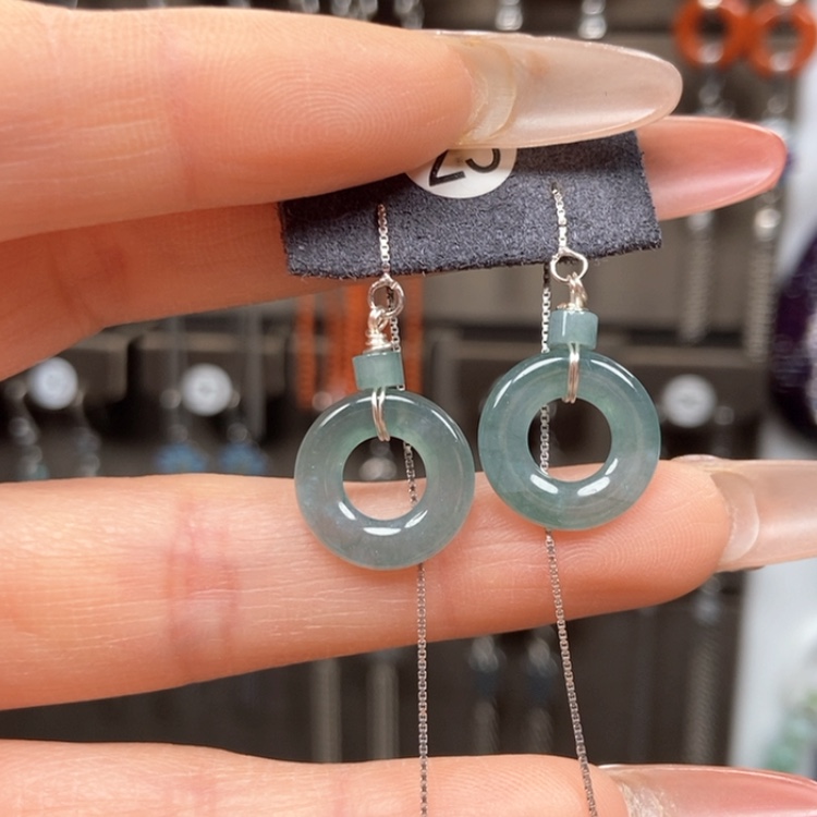 【闪购商品】翡翠耳饰银S925镶嵌耳饰