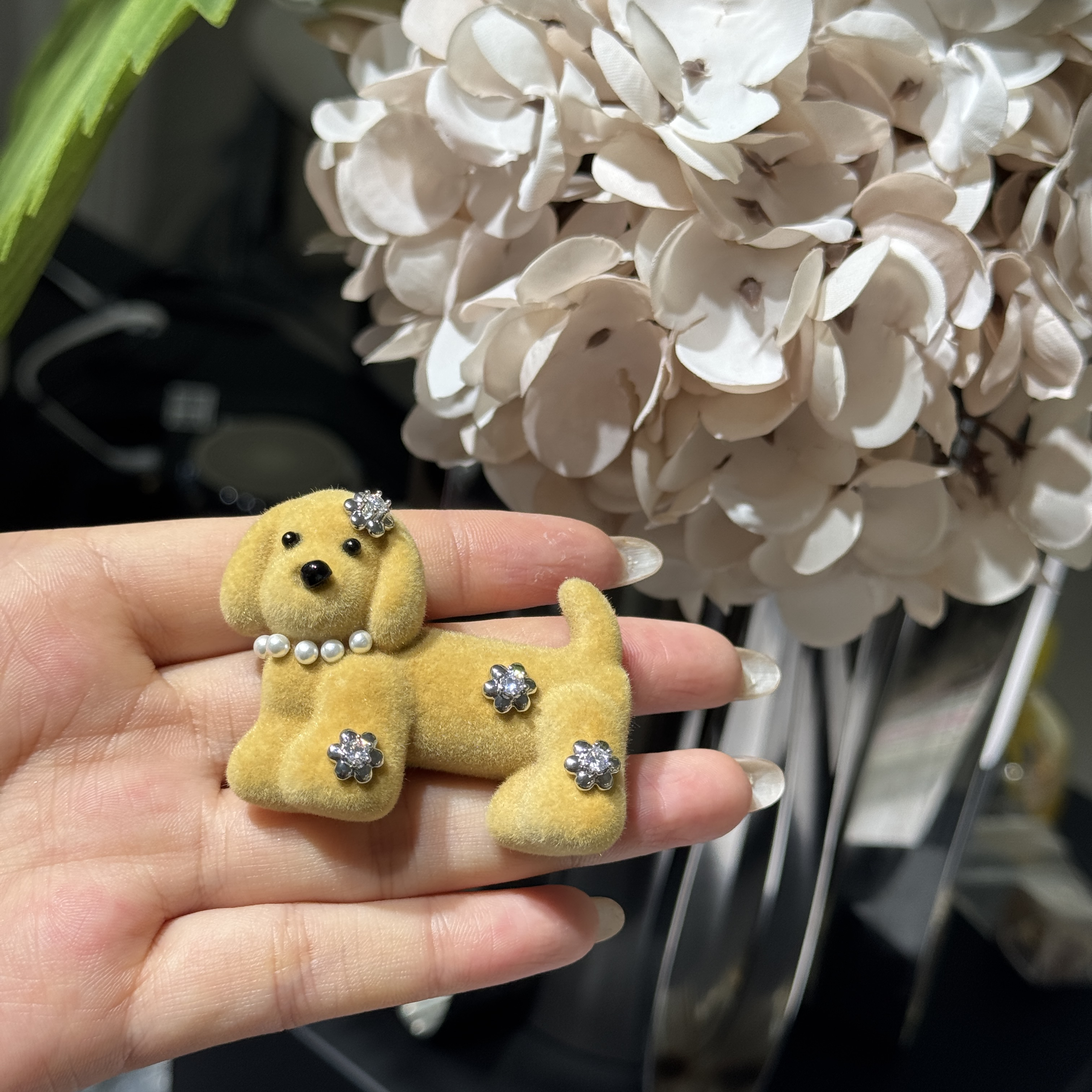 编号E221 狗狗花朵发夹