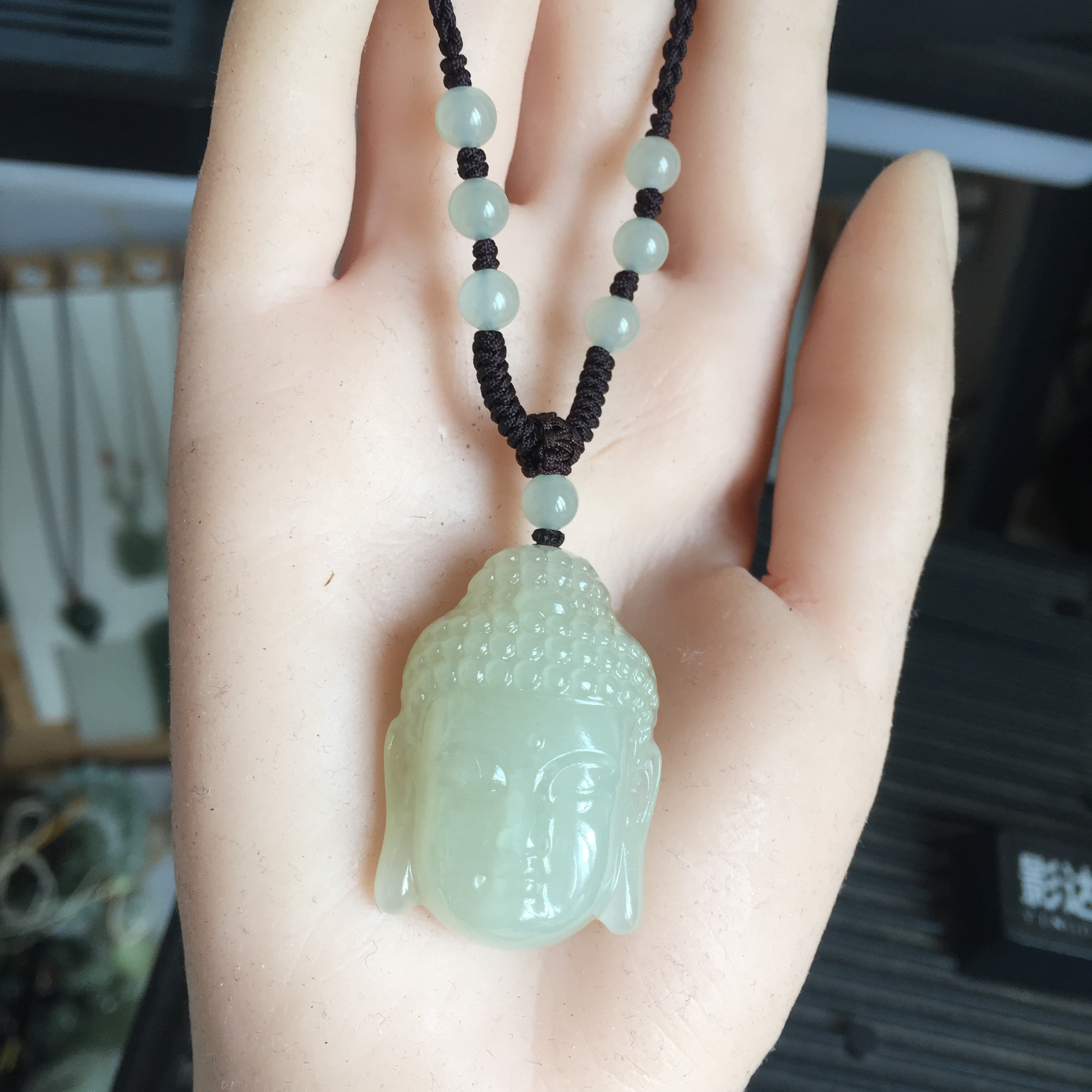 天然和田玉佛头吊坠简约百搭男女款颈饰尺寸33