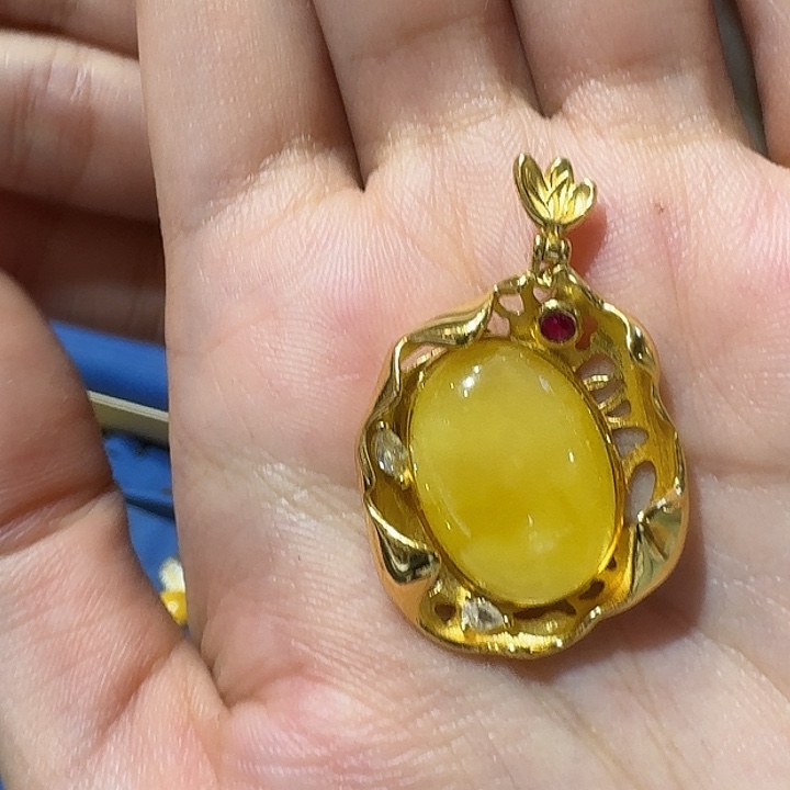 蜜蜡银S925镶嵌吊坠(不含链)吊坠