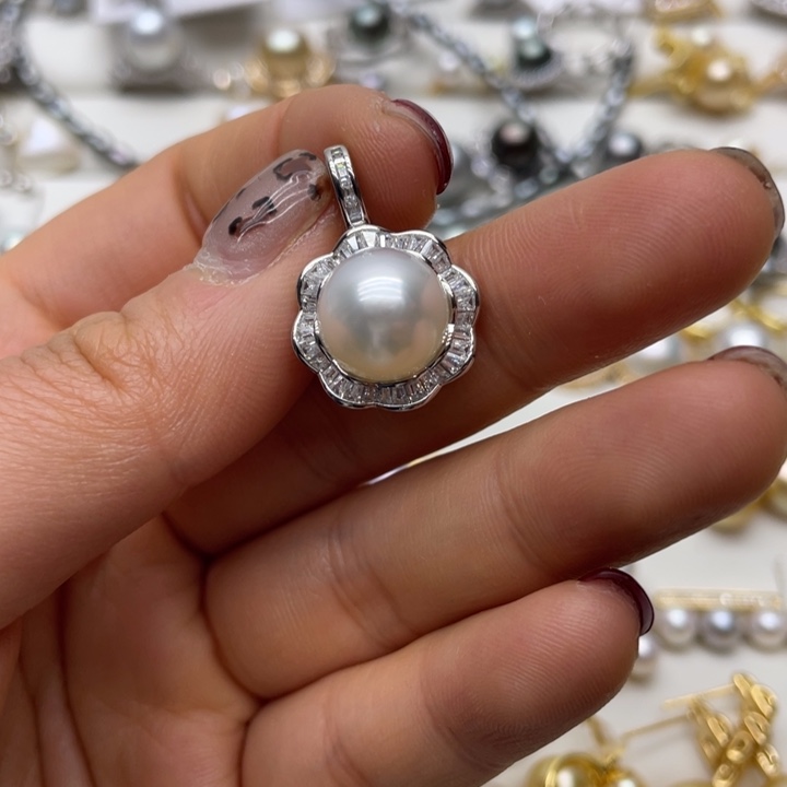 海水珍珠吊坠(不含链)银S925镶嵌