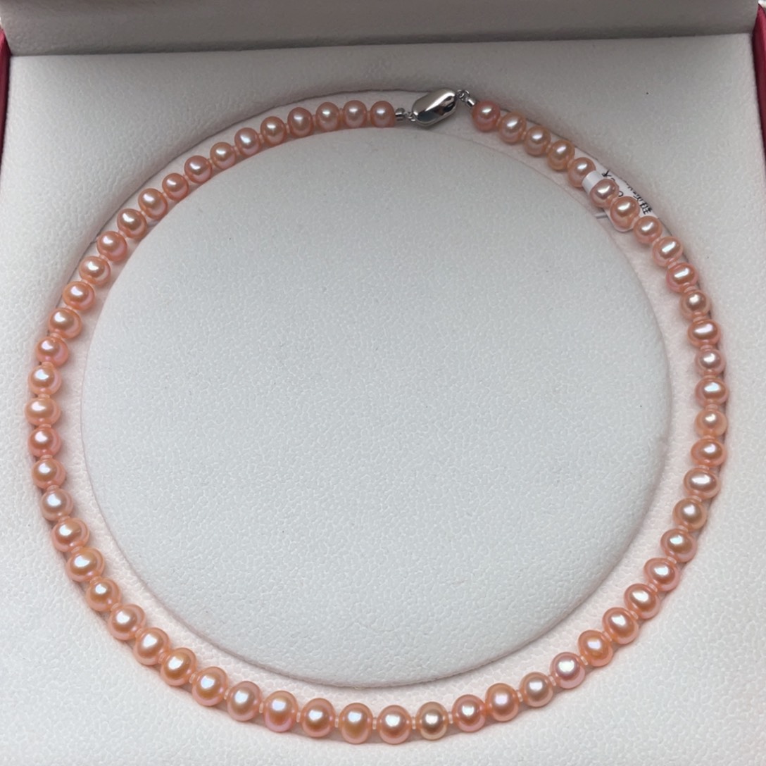 淡水珍珠项链银S925镶嵌6-7mm