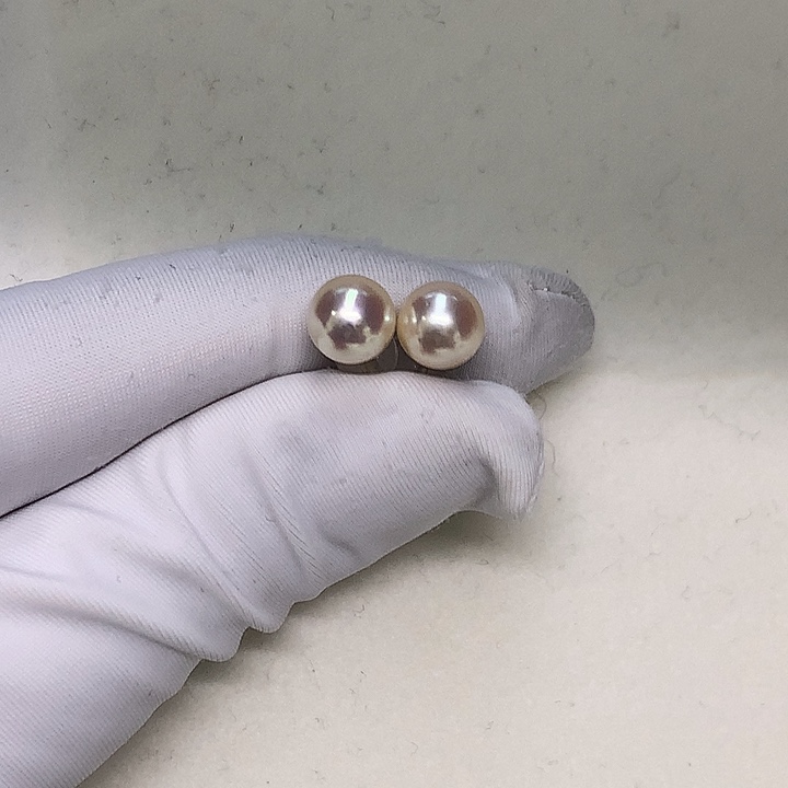 耳钉7-7.5海水珍珠18K金镶嵌