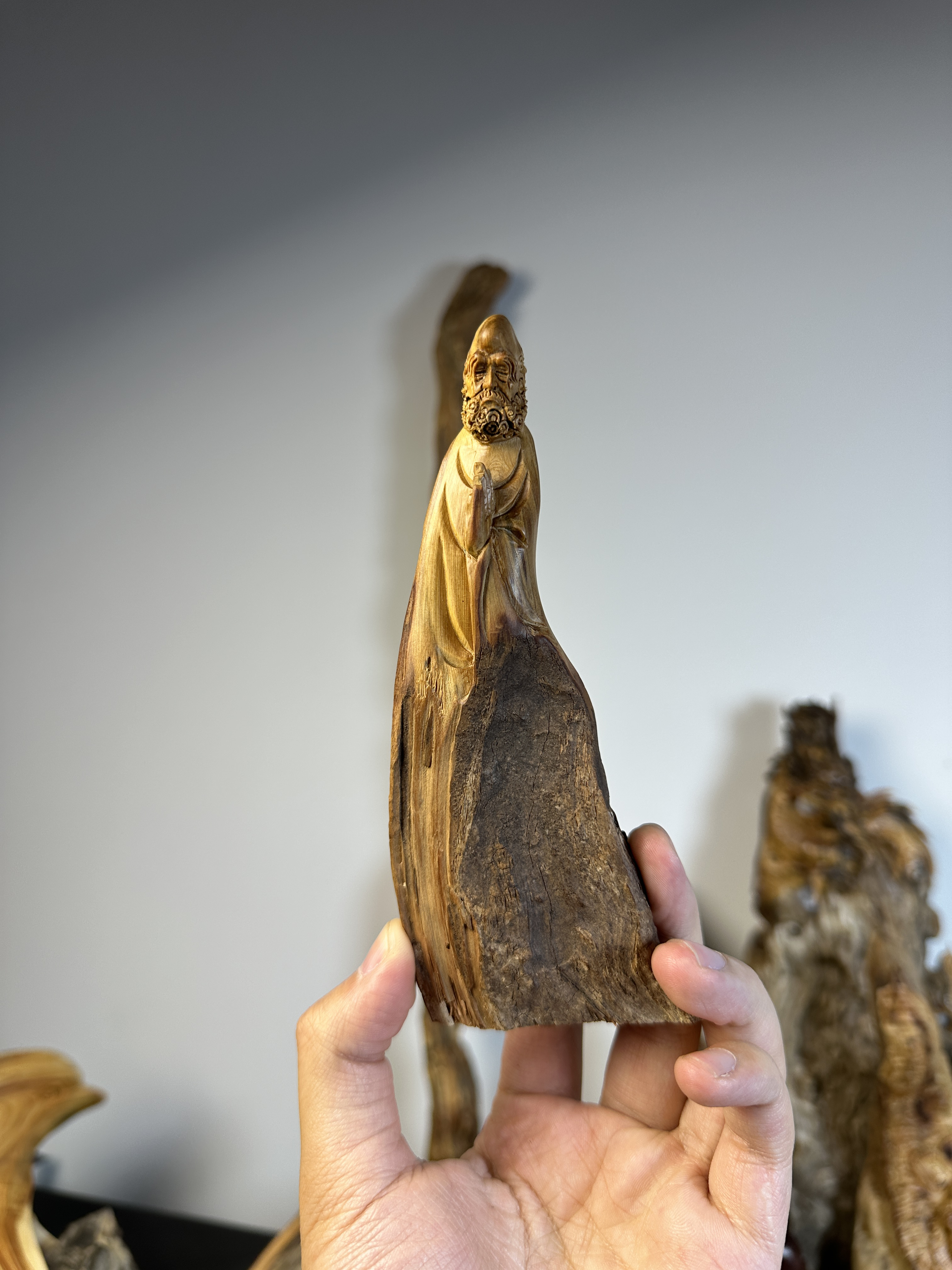 太行崖柏达摩悟道陈化料根雕摆件黑油根料摆件工艺品送礼