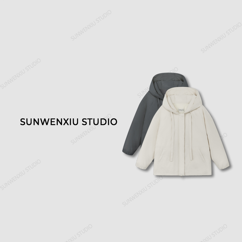 swx studio5店 “中空羽绒“新国标90白鸭绒连帽廓形羽绒服外套
