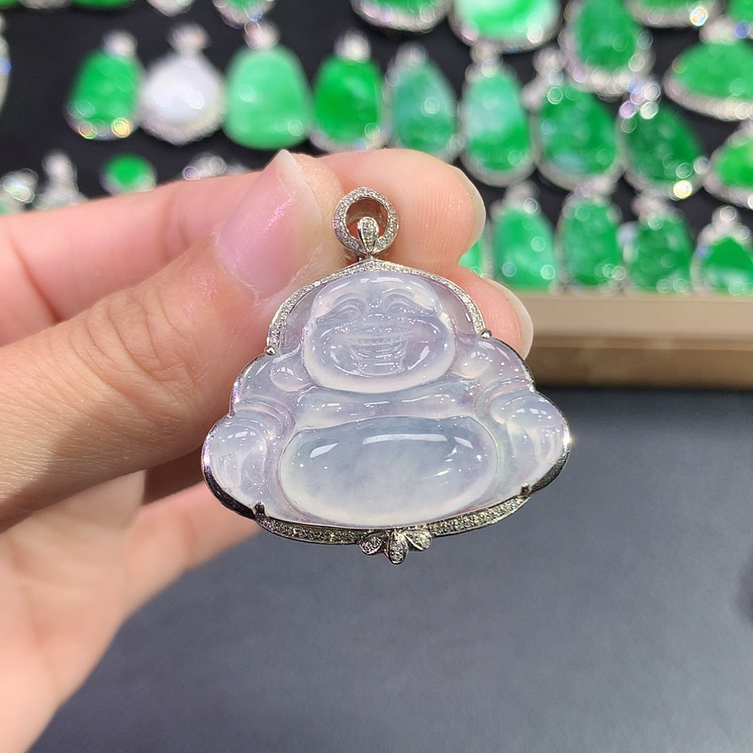 翡翠18K金镶嵌吊坠(赠链)