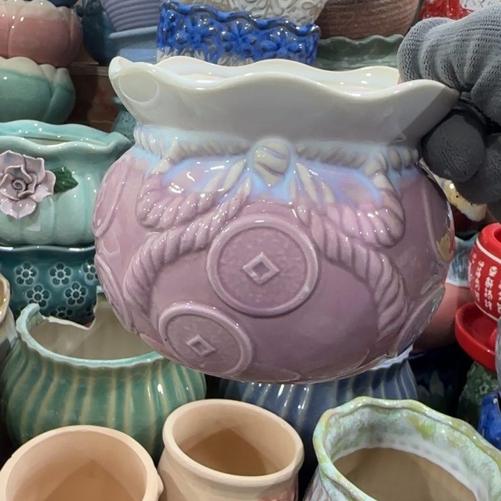 凑9块包邮，有孔，陶瓷花盆