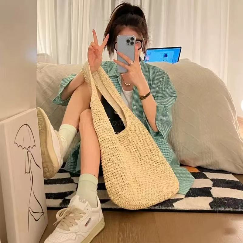 2025新款草编包女夏季海边度假沙滩包单肩包森系手工编织包大容量