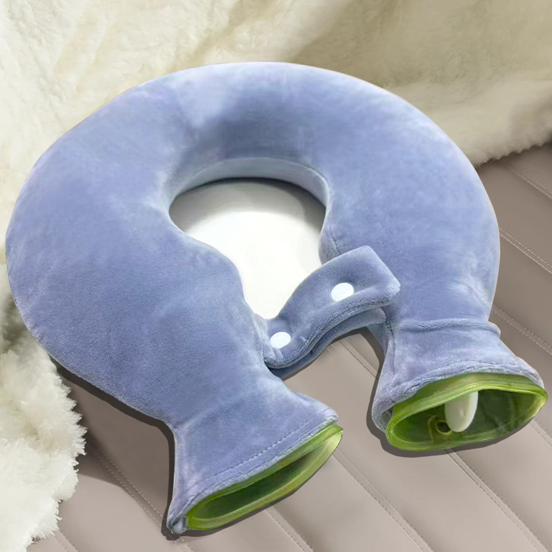 热水袋U型颈椎热敷注水灌水肩颈部暖宝宝防爆加厚挂脖围脖枕