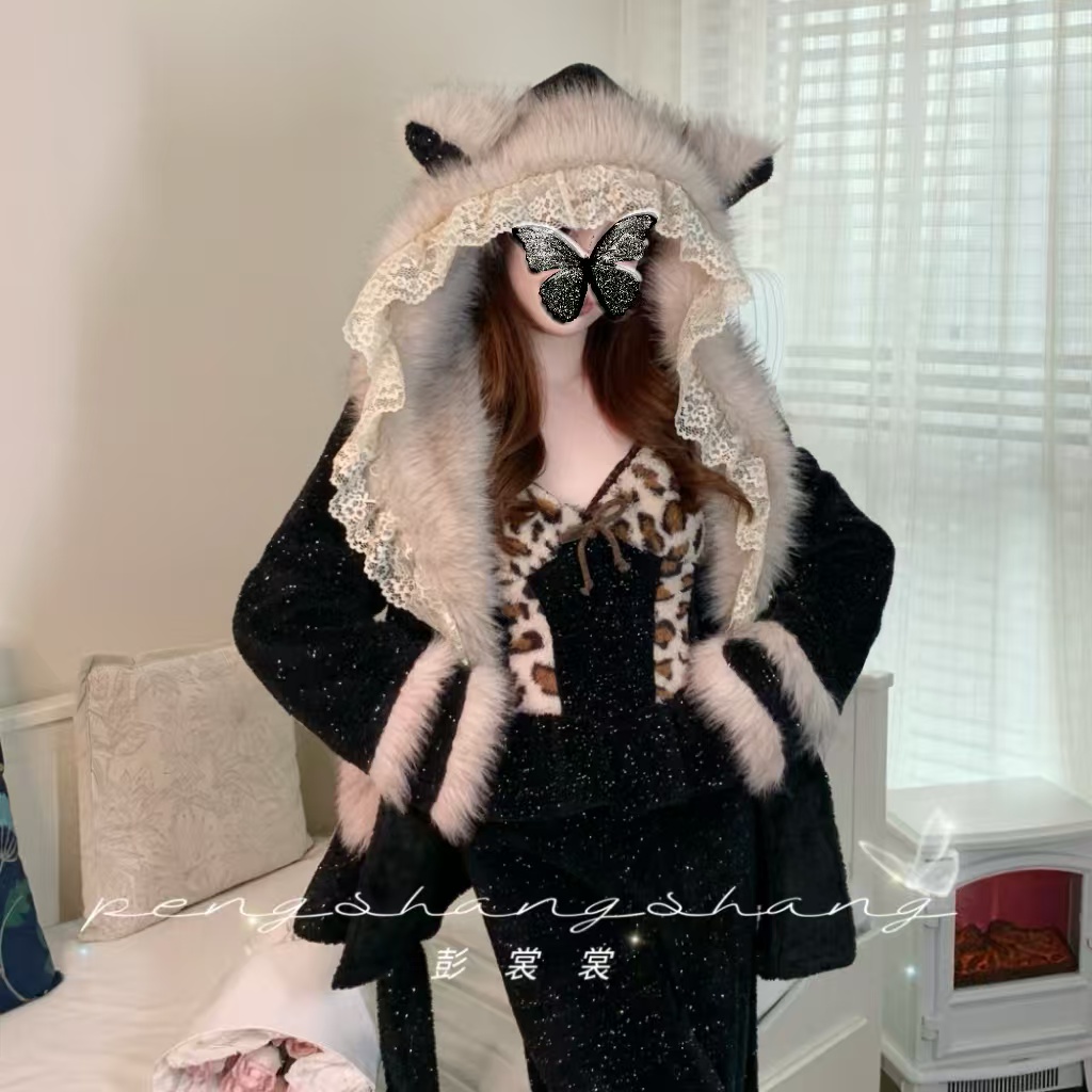 彭裳裳【萌妹闪耀】冬装上新潮流女士保暖睡衣百搭舒适居家服套装