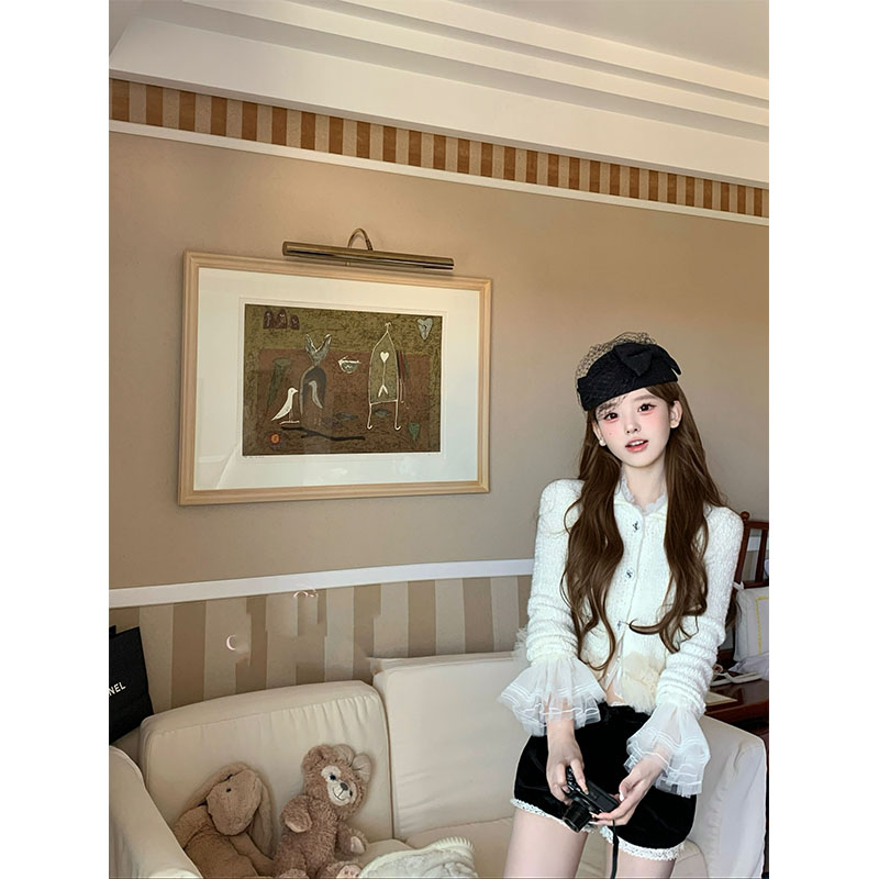 秋冬季小香风内搭修身显瘦时尚外套上衣休闲简约百搭短裤套装女 