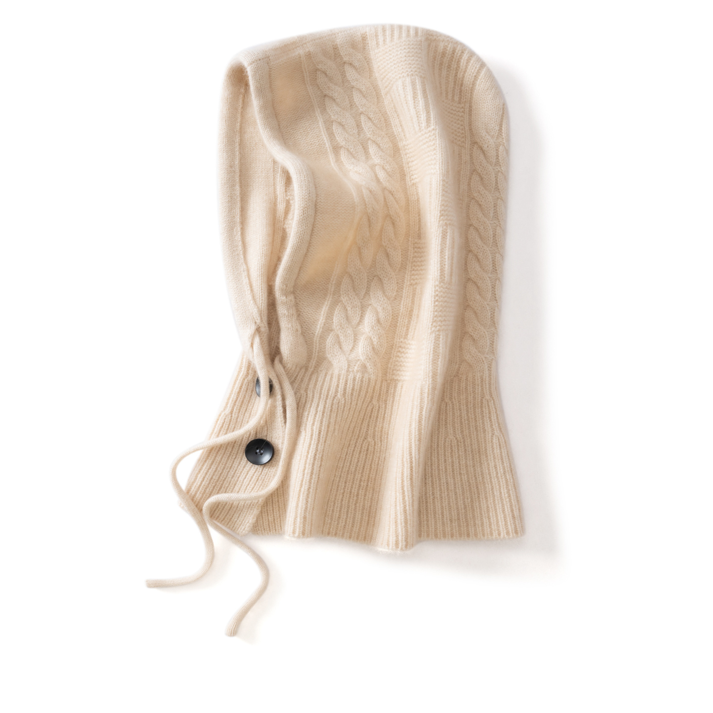 12025新款山羊绒勃套帽子抽绳一体帽男女通用秋冬加厚