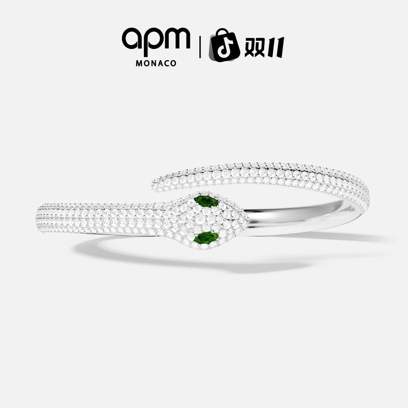 【双11狂欢】APM Monaco 绿眼蛇银手镯明星同款饰品