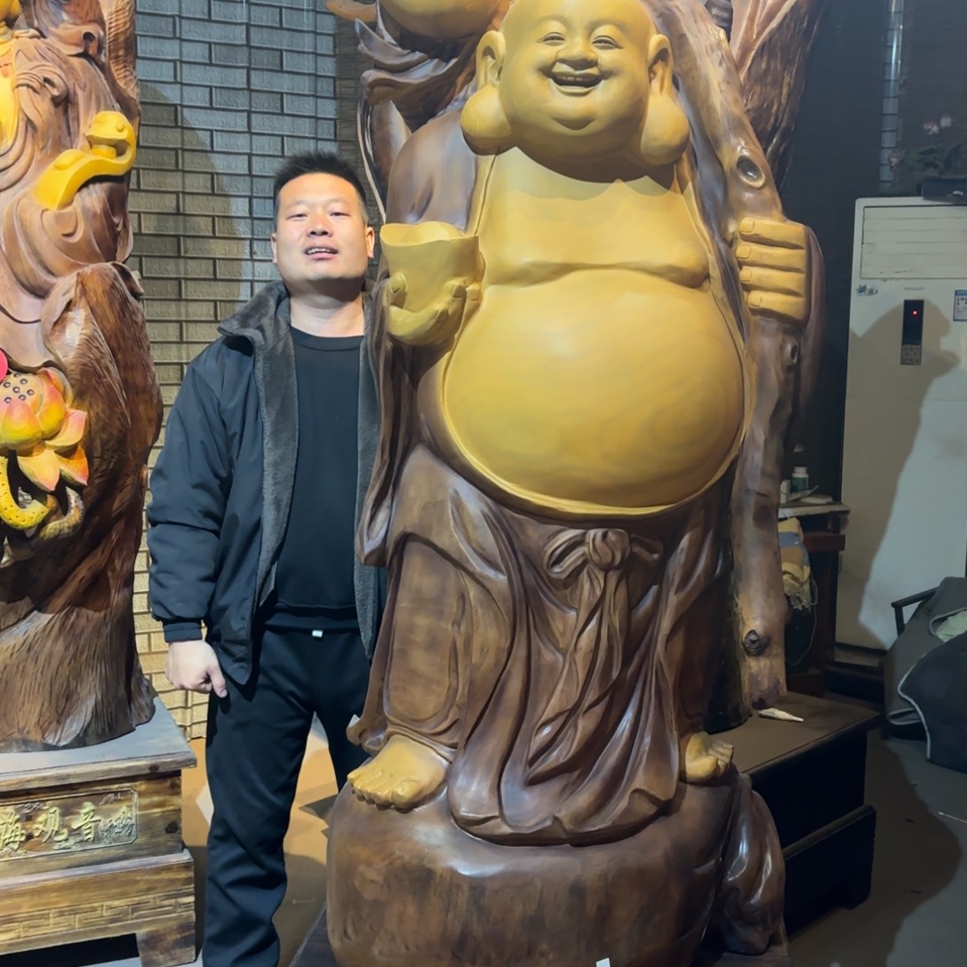 执***怀香樟木香樟木材质弥勒佛223 75  60《不上楼不入户》