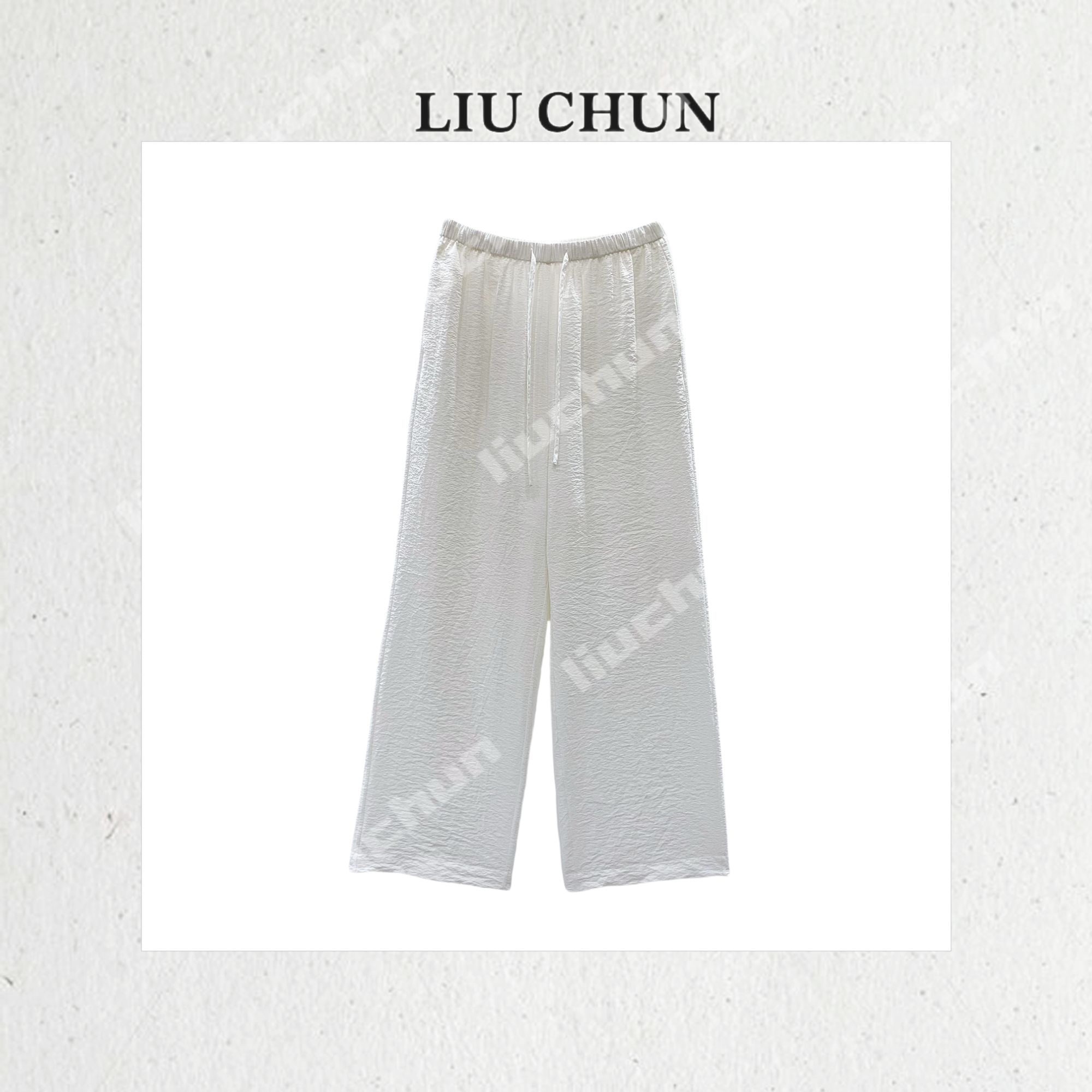 【褶皱设计】CHUN家夏季舒适休闲百搭桑蚕丝直筒裤