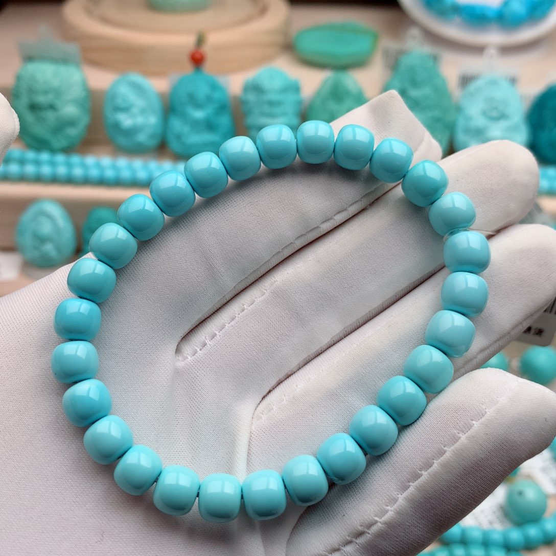 绿松石珠宝奇石未镶嵌7mm