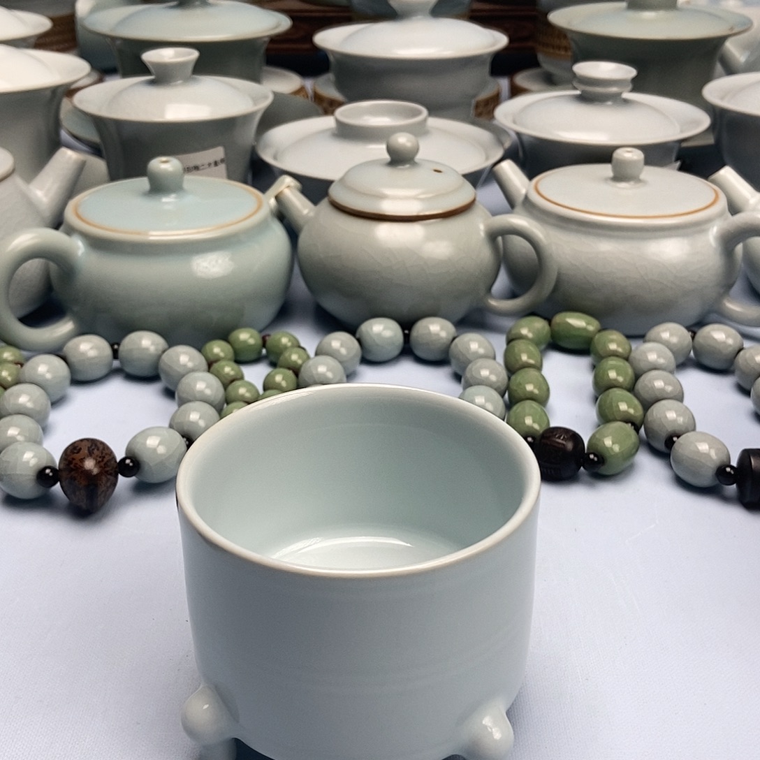 慕***实杯月白釉三足杯原矿原釉原产地