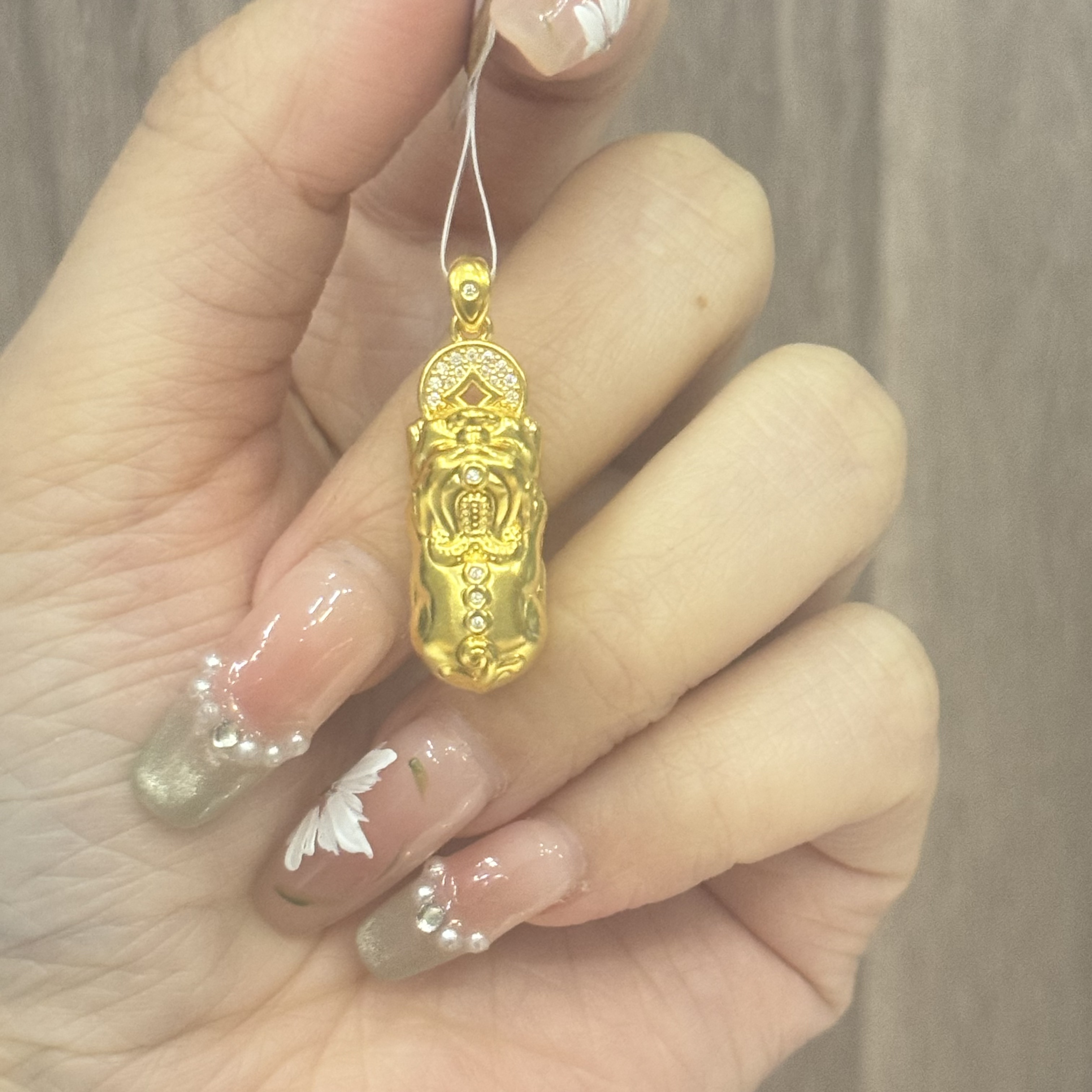 新年-Y【貔貅点钻吊坠】足金5D无氰硬金（点钻附加188/88）